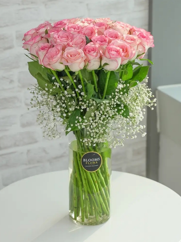 Yalikavak Flower Order - Powder Pink 55 Roses in a Vase